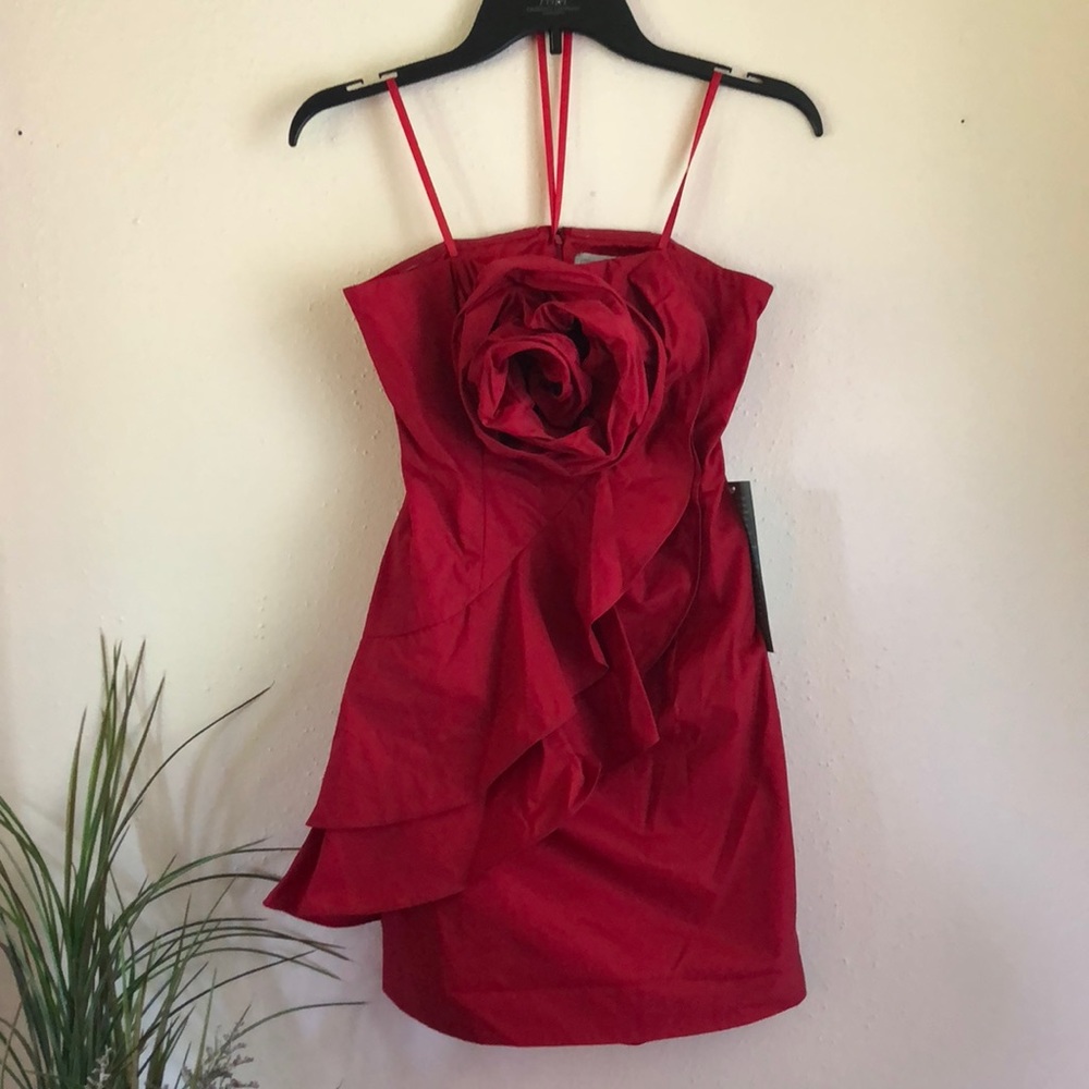 Final Sale!!❄️ PEARL Georgina Chapman/MARCHESA cocktail dress red - Picture 3 of 5